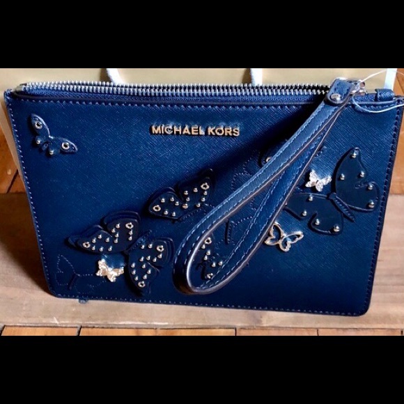 Michael Kors XL Zip Navy Clutch Wristlet NEW NWT - Picture 4 of 5